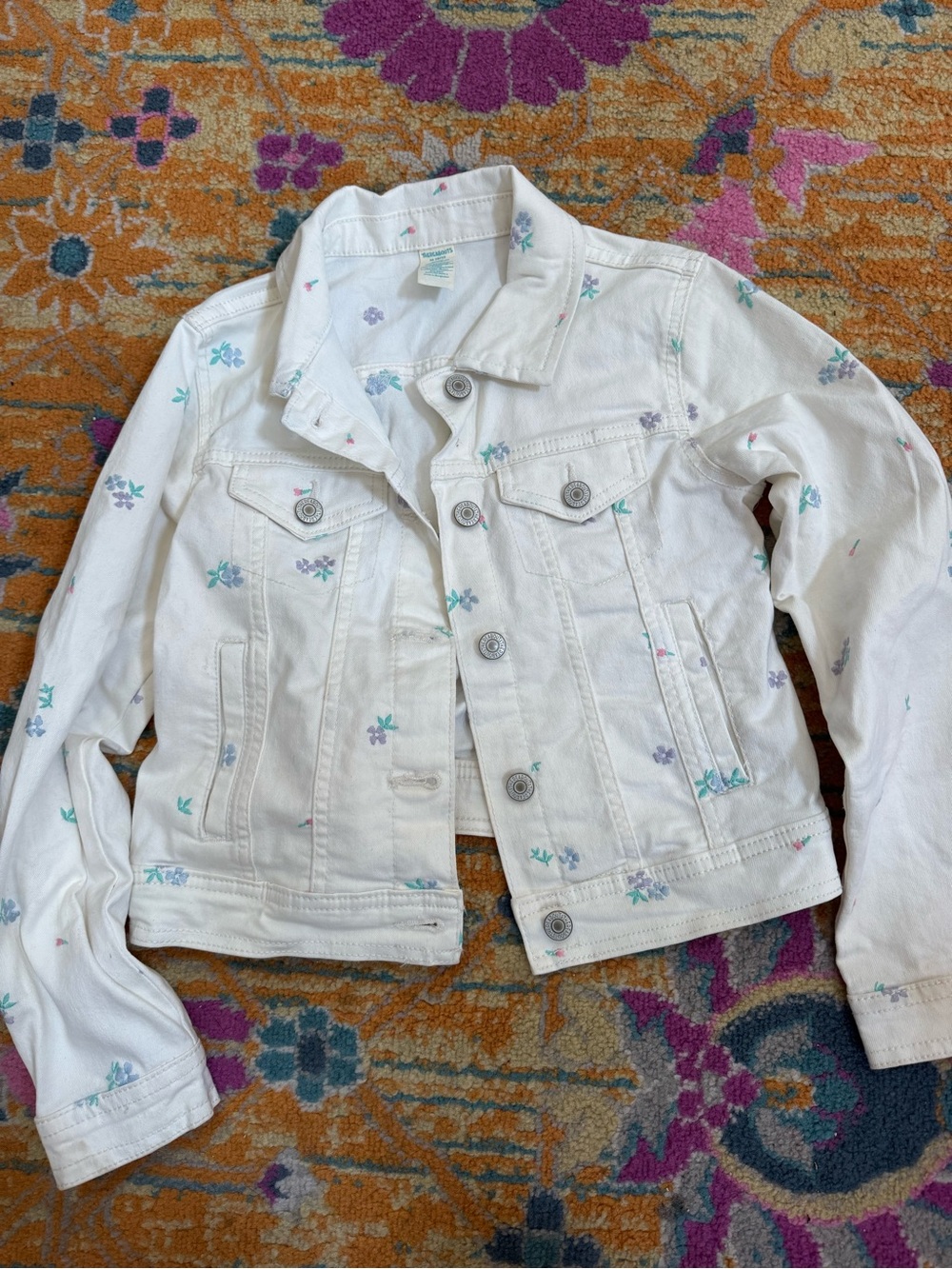 NWOT GIRLS White Floral Embroidered Women's Denim Jacket- M